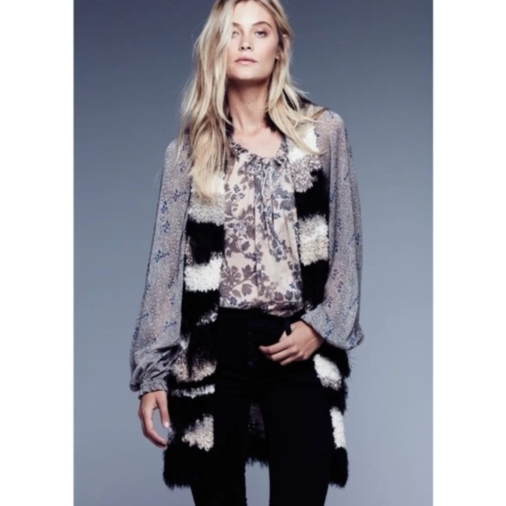 Free People Picture Perfect Fuzzy Shaggy Vest Size XS